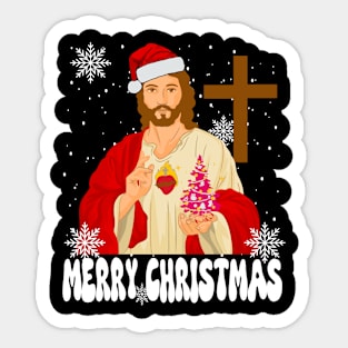 Christmas Holiday Jesus Cross Sticker